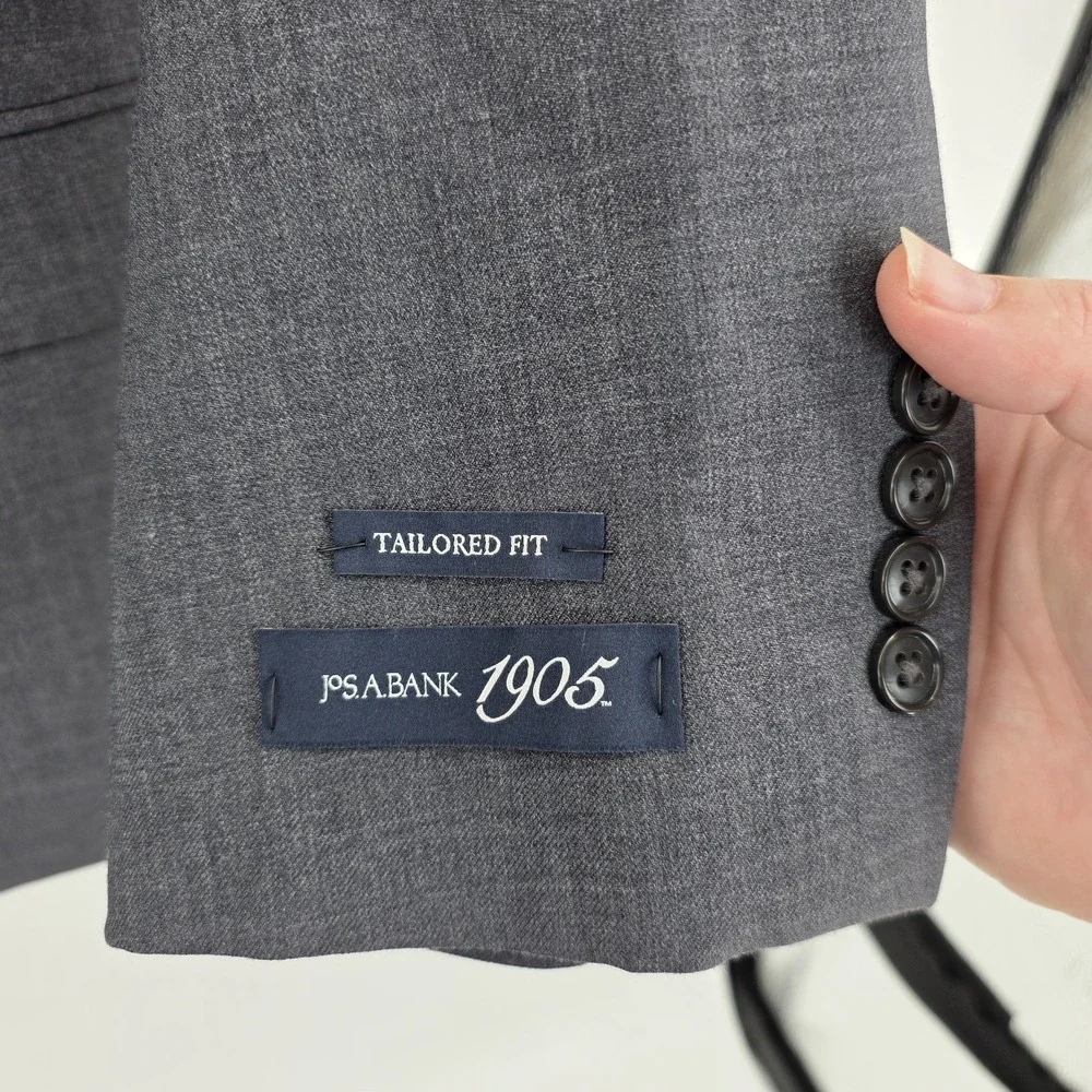 Jos a bank 1905 suit tailored fit blue 100% wool mens 48R blazer 40x37 pants new
